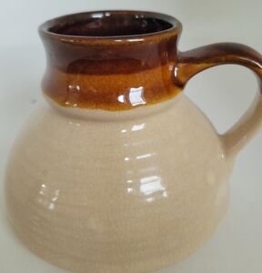 Vintage Stoneware Travel Mug No Spill Non Slip Pottery Coffee Cup Brown